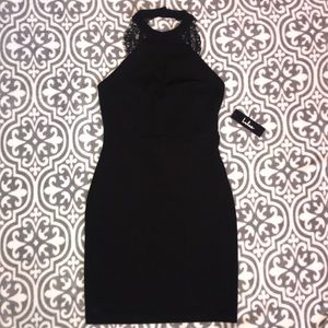 NWT Lulus Black Dress with Lace Size Medium